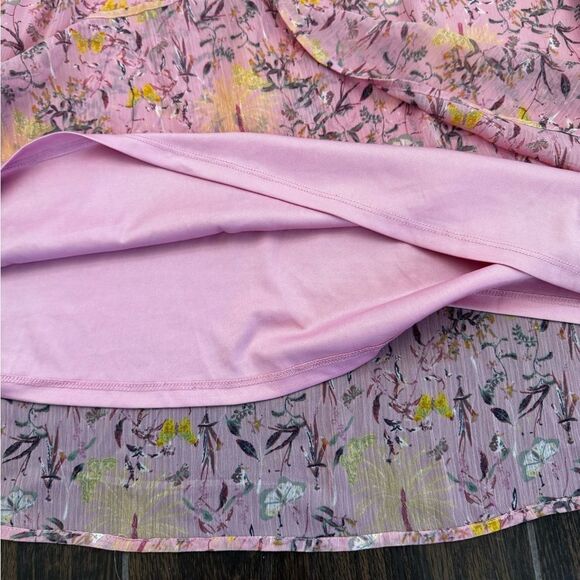 🌸 LAUREN CONRAD Conrad Pink Floral Smocked tea lenght  Midi Dress (XXL) - Picture 14 of 16